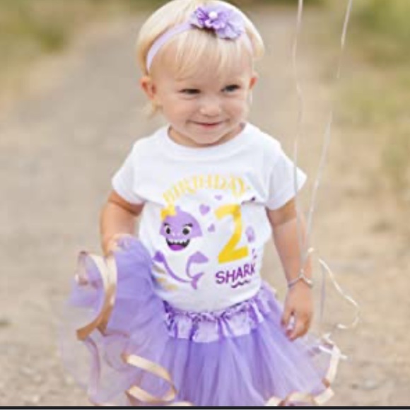 Luke and Lulu 3rd Birthday Purple Baby Shark Tutu Outfit Size 4T NWT - Picture 3 of 6